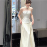 Bride Morning Robe Dress Women 2026 Spring New Breast-Wearing Small Temperament Banquet Travel Wedding Dress HZ0517