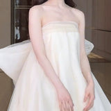 White Breasted Morning Robe Light Wedding Dress Bridal Small French Style Go Out Light Wedding Dress Registration Short Dress HZ0517