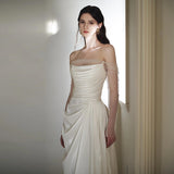 French Light Wedding Dress Bride Wipes The Heart Of The Super Fairy Shoulder Long Sleeve White Engagement Dress Dress HZ0517