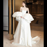 French State Brao Shot Wedding Dress 2026 New Bridal Small White Simple Go Out Main Wedding Dress Woman HZ0517