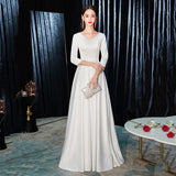 Evening Dress Dress Women Simple Big Length Of Famous White Choir Performance Clothes Long Party Sleeves HZ0517