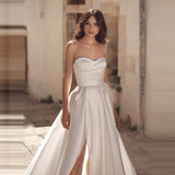 2026 New French-Style Lint-Faced Tective-Faced Thin Wedding Dress Simple Tug-Tailed Travel Seny Yarn HZ0517