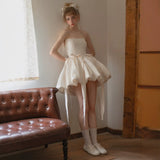 Birthday Party Dress Dress Adult Lily Ponpong Dress Small Man Engagement Certificate Registration Dress Dress Short Light Wedding Dress HZ0517