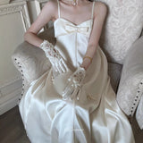 French Sling Light Wedding Dress Bride Simple Temperament With A Plainny Morning Dress White Certificate Registration Small White Dress HZ0517