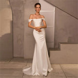 French-Style Seditour Light Wedding Dress Female White Shoulder Repair Fishtail Host Annual Dress Small Tail HZ0517