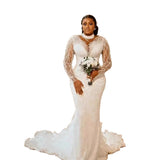 African Bride's Main Wedding Dress 2025 New Long Sleeve Grand Wedding Mermaid Repair Fishtail Wedding Winter HZ0517