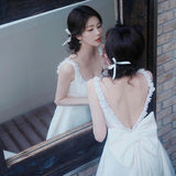 Certificate Registration Light Wedding Dress Bridal Morning Robe French Style Temperament Short Go Out Yarn Gold Style White Dress Dress Dress HZ0517