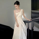 Korean-Style Seduced Wedding Dress 2026 Temperament Is Thin And White Simple Out Of The Door Sexy Naked Bride Tail Dress HZ0517