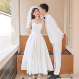 White Certificate Registration Light Wedding Dress French Small Dress With Engagement Dress High Sense Can Usually Wear Summer HZ0517