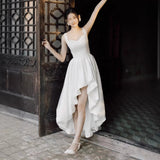 French-Style Thing Noodles Wedding Dress Simple White Sling Engagement Dress Temperament High Feeling Bride Go Out Yarn HZ0517
