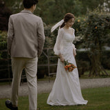 Korean-Style Light Wedding Dress 2026 New Temperament Thin Sen White Simple Vertewn Small Tailings HZ0517