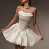 Short-Sized Tset-Smeared Wedding Dress Wedding Photo Trip Out Yarn Ivory White Temperament Dress Woman HZ0517