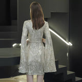 2026 New Banquet Evening Dress Girl Small Short Dress Famous Lady Bodydress Host Temperament V Collar Short Skirt HZ0517