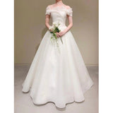 One-Word Shoulder French Light Wedding Dress 2026 New Sensential Light Dress Retro Small Man Go Out Yarn Small Dress HZ0517