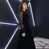 Temperament Evening Dress Women's 2026 New Banquet Elegant Black Winter Long Dress Party Small Dress HZ0517