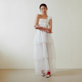 Sweet One-Shoulder Simple Travel Photo Wedding Dress Outdoor Lawn Wedding Dress Lady Wedding Dress HZ0517