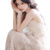 Fairy Morning Robe Bride Light Luxury Niche Light Wedding Dress Morning Shoot Sensian High-End Lace Dress Sweet HZ0517