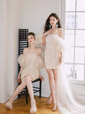 Brased Waist-Waft Skirt Fairy Pure Lust Sleeves Heavy Industry Bubble Sleeve Birthday Dress Adult Dress HZ0517