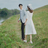 French Light Wedding Dress Small Man's Dens, Simple Usually Can Wear An Engagement White Dress To Register A Small Dress HZ0517