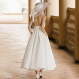 French-Style Densant Simple Light Wedding Dress Shoots Out Of The Yarn Crane To Lead The Small White Dress Retro Photo Photo HZ0517
