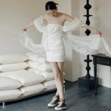 Light Wedding Dress 2026 New Bride A Small Shoulder Bra Registration Dress Welcome Dress HZ0517