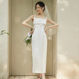 French-Style Sling Sling Bridal Bridal Bridal Registration Certificate Go Out Light Wedding Banquet Birthday Temperament Evening Dress White Dress HZ0517