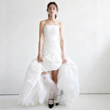 French Light Wedding Dress Sen Is Simple Brae Light Luxury Small Korean Banquet Temperament Long Evening Dress Ponbo Skirt HZ0517