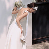 French Light Wedding Dress 2026 New Bride Simple Sling Bow Vertegree Yarn Certificate Engagement Dress Dress HZ0517