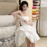 French Light Wedding Dress 2026 New Bridal Bridal Fasting Small Short Ponbo Skirt Pats Simple Light Wedding Dress HZ0517