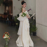 Champagne Wedding Dress High-End Wedding Dress Bride Wedding Back Door Morning Robe Banquet Annual Toast HZ0517