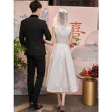 Certificate Registration Wedding Dress Small Luxury Princess Graduation Host Banquet Engagement Dress Daily Dress HZ0517