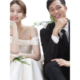 French Stoodle High-End Feel Shoulder-To-Shoulder Light Wedding Dress High-Grade White Niche Temperament Fish Tail Body Dress HZ0517