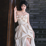 French Light Wedding Dress Bride Retro Bras Niche Before Going Out Of The Yarn Long White Small Tail Welcome Dress HZ0517