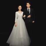 Light Wedding Dress 2026 Spring New Bride Go Out Yarn Studio To Shoot Elegant Long-Sleeved Banquet Small Dress HZ0517