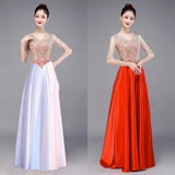 Color-Changing Big Choir Dress Red Song Competition Performance Dress Dress Shiny Chorus Atmospheric Evening Dress HZ0517
