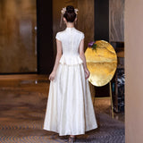 New Chinese Style Engagement Evening Dress Bridal Banquet Toast Champagne Color High-End Temperament Light Yarn Dress Dress Dress HZ0517
