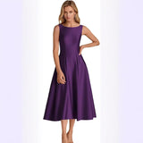 2026 New Solid Evening Dress U-Shaped Collar-Dew-Backed Senscreen Casual Dress HZ0517