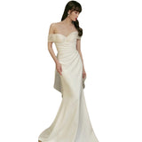 One-Word Shoulder French Light Wedding Dress 2026 New Temperament Simple Retro Mori Super Fairy Bride Married Out Of The Yarn Woman HZ0517