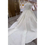 Long-Sleeved Heavy Industry Bridal Wedding Dress Luxury Tailed Wedding Dress Pony Skirt High Sense Of Light Luxury HZ0517
