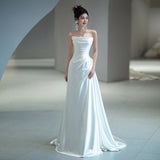 French Simple Tset-Smeared And Light Wedding Dress Bridal Fauct Bridal Fauct Lintern HZ0517