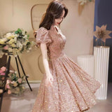 Slid Dress 2026 New French Bubble Sleeve Light Banquet Dress Choir Performance Suit HZ0517