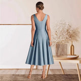 2026 New Solid Evening Dress U-Shaped Collar-Dew-Backed Senscreen Casual Dress HZ0517