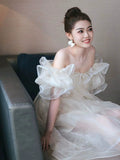 Engagement Dress Morning Dress Dress Dress Light Luxury Niche Toast Dress 2026 New White Wedding Banquet Dress HZ0517