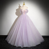 One-Word Shoulder Fairy Purple Banquet Evening Dress 2026 New Heavy Industry Ponopne Dress Dress Skirt Dress Skirt HZ0517