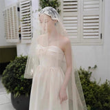 Small Man With A Breast-Shape Light Wedding Dress Bridal Outdoor Travel Dress Engagement Welcome To Go Out Yarn Simple Temperament Evening Dress HZ0517