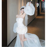 Fairy Fluffy Skirt Light Wedding Dress 2026 Spring New Breast-Shape Bride Morning Robe Princess Dress Tectored Engagement Yarn HZ0517