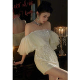 Birthday Party Dress High-End Feeling Light And Niche Banquet Temperament High-End One-Word Adult Ceremony Princess Dress HZ0517