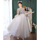Silver Gray Evening Dress Female Banquet Temperament Light Luxury Small Sentient Day Banquet Host Dress High-End Dress HZ0517