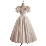 French Retro Small Small Wedding Dress With A New Simple Elegance Temperament Educative Small White Dress Evening Dress HZ0517