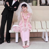 French High-End Feeling Niche Pink Sling Dress Morning Dress Wedding Certificate Registration Dress Photo Dress HZ0517